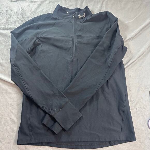 Under Armour Black Size Med Fitted 1/4 Zip Mock Neck Top Women's - Picture 1 of 8